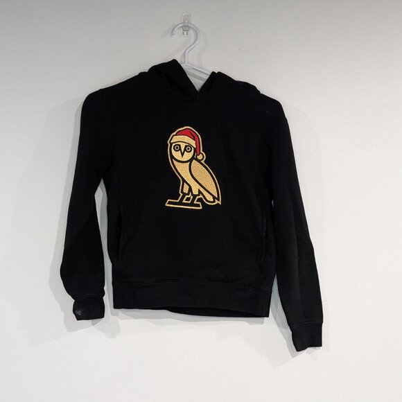 October's Very Own Santa Icon Hoodie Black Gold Red Size 7/8 - Picture 1 of 5